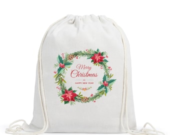 Personalized Christmas Drawstring Bag, Kids School Bag, Personalized Gym Bag, Bike Bag, Back to School, Drawstring Bag Kids, PE Bag Kit