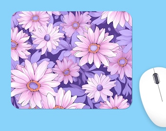 Purple Floral Mouse Pad, Premium Print, Office Gift