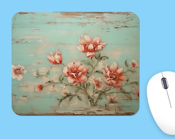 Vintage Floral Polyester Mouse Pad, Painted Flower Design