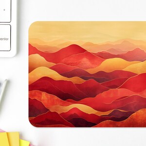 Red And Gold MOUNTAINS Art MOUSEPAD, Soft Polyester Mouse Pad, Premium Printing, Long-Lasting Colors, Unique Design, Thoughtful Gift