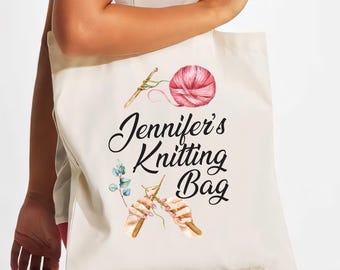 Personalised Knitting Bag, Grandma's Knitting Bag, Nannies Knitting Bag, Craft Bag, Gift for Nan, Love to Knit, Knit Bag, Gift Bag