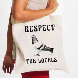 Achtung Die Einheimischen Lustige Taube Einkaufstasche, verrückte lustige Vogel Einkaufstasche, Canvas Shopper Handtasche Taube Dame, Geschenk für Frauen