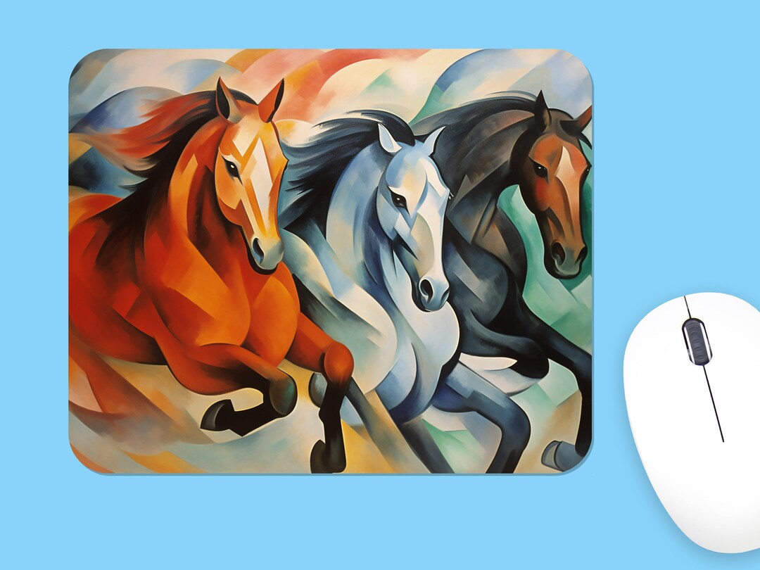 Painting of Running HORSES MOUSEPAD, Horses Soft Polyester Mouse Pad ...