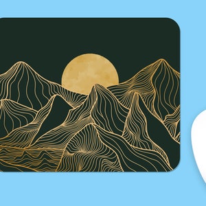 SUN & MOUNTAINS Line Art MOUSEPAD, Soft Polyester Mouse Pad, Premium Printing, Long-Lasting Colors, Unique Design, Thoughtful Gift