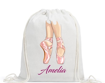Personalized Ballet Drawstring Bag, Kids School Bag, Personalized Gym Bag, Swimming Bag, Back to School, Drawstring Bag Kids, PE Bag Kit