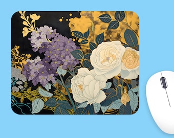 Alfombrilla de ratón floral, poliéster suave, diseño floral único