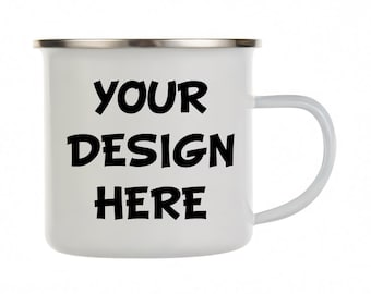 Personalized Enamel Mug, Design Your Own Cup with Text or Image
