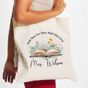 Sac fourre-tout en toile pour professeur, cadeau personnalisé pour professeur, cartable personnalisé, fourre-tout pour professeur doué, sac réutilisable cartable scolaire