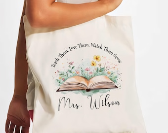 Borsa regalo in tela per insegnanti, regalo personalizzato per insegnanti, borsa scolastica personalizzata, borsa per insegnanti dotati, borsa riutilizzabile per la scuola.