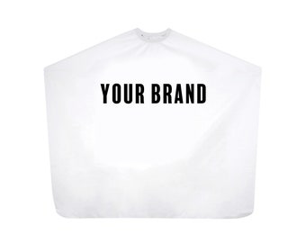 Personalisierter Salonumhang | Barber Cape mit Logo, Weiß Polyester