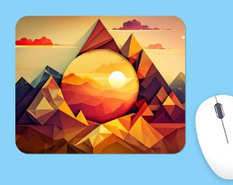 Abstract Landscape Mousepad, Geometric Mountain Design
