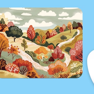 Autumn Countryside Landscape MOUSE PAD, Soft Polyester Mousepad, Premium Printing, Long-Lasting Colors, Unique Design, Thoughtful Gift