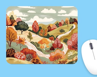 Autumn Countryside Landscape MOUSE PAD, Soft Polyester Mousepad, Premium Printing, Long-Lasting Colors, Unique Design, Thoughtful Gift