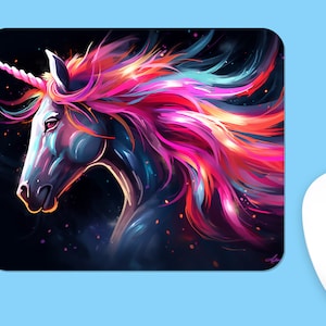 UNICORN Polyester Mouse Pad, Premium Printing mousepad, Long-Lasting Colors, Unique Pink Unicorn Design, Thoughtful Gift, Office gift