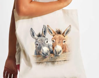 Personalized Donkey Tote Bag - Custom Text Farm Design, Made to Order