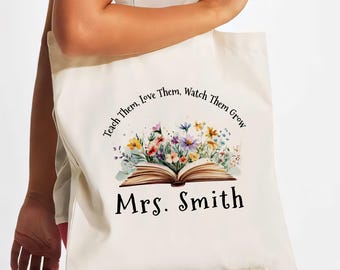 Borsa regalo di apprezzamento per l'insegnante, borsa in tela, regalo personalizzato per l'insegnante, borsa scolastica personalizzata, borsa per insegnante dotata, borsa riutilizzabile per la scuola, borsa per campus