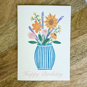A6 handgeschilderde wenskaart / verjaardagskaart / bloemenkaart / bedankkaart / notitiekaart