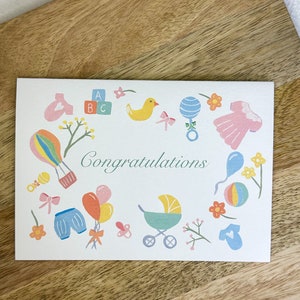 A6 Nieuwe babykaart / babyshowerkaart / cadeaukaart / wenskaart / gefeliciteerd