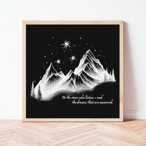 ACOTAR Series Art Print - Velaris Night Court | Bookish Gift Quote Wall Art, To The Stars Who Listen | Line Art, Gallery Wall SJM