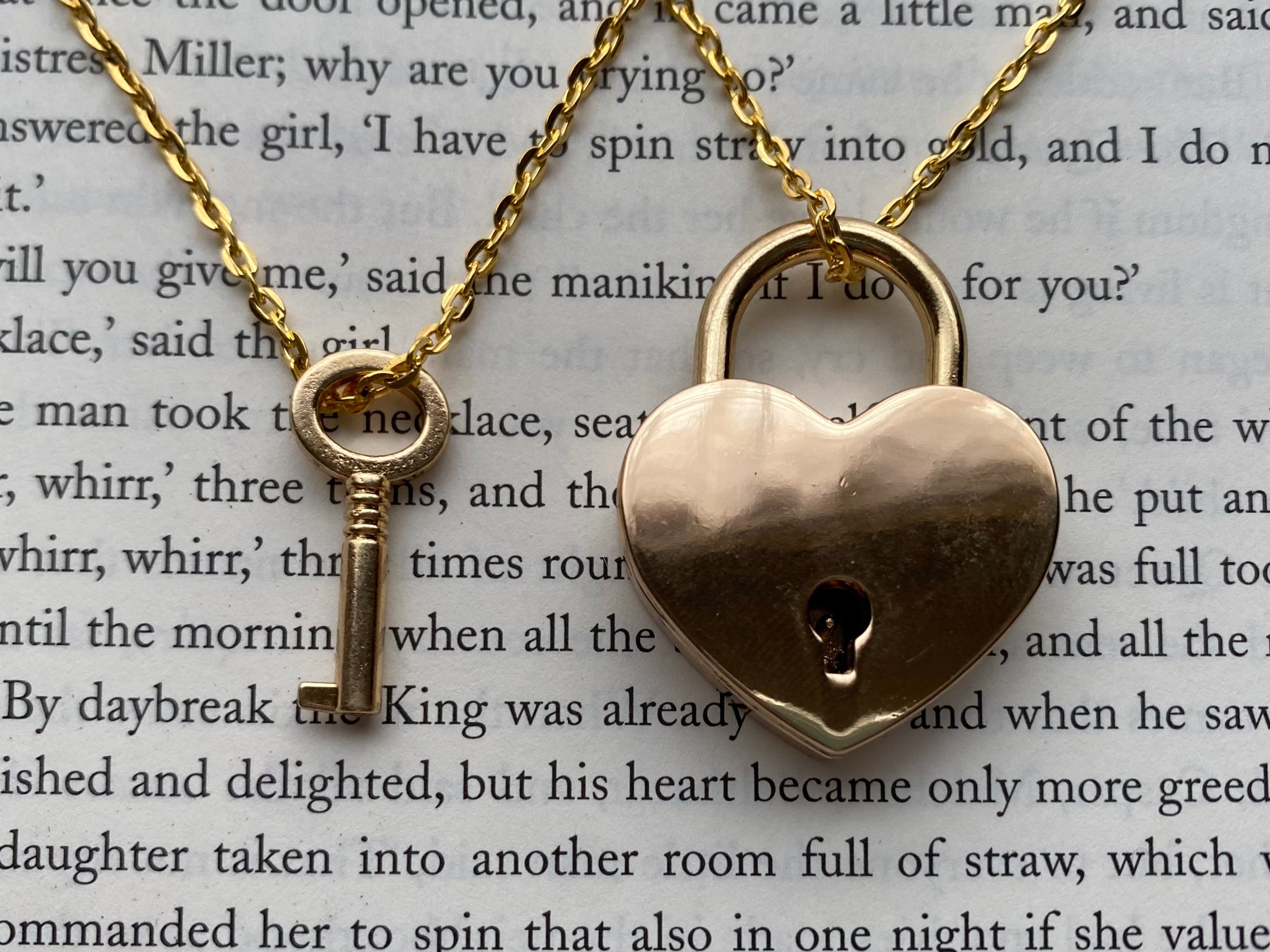 Bronze Heart Lock and Key Couples Necklace - Real Working Lock Pendant -  Couples Jewelry - Jewelry Set