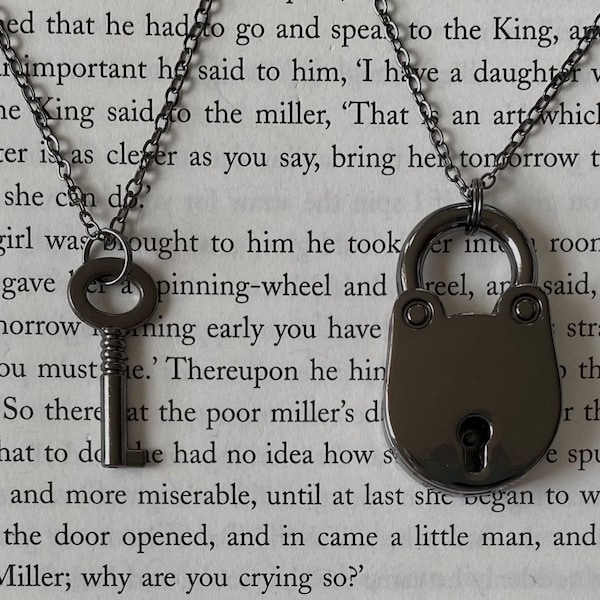 Gunmetal Lock and Key Matching Set | Couple Necklaces | Matching Necklaces | Gift for Her | Gift for Partner | Black Necklace