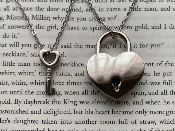 Heart Lock and Key Matching Set Cute Couple Necklaces 