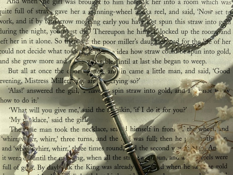 Silver Skeleton Key Necklace Ornate Key Necklace Skeleton Keys Fancy Key Necklace Romantic Gift For Him Pendant For Women or Men image 6