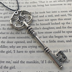 Silver Skeleton Key Necklace Ornate Key Necklace Skeleton Keys Fancy Key Necklace Romantic Gift For Him Pendant For Women or Men Cord