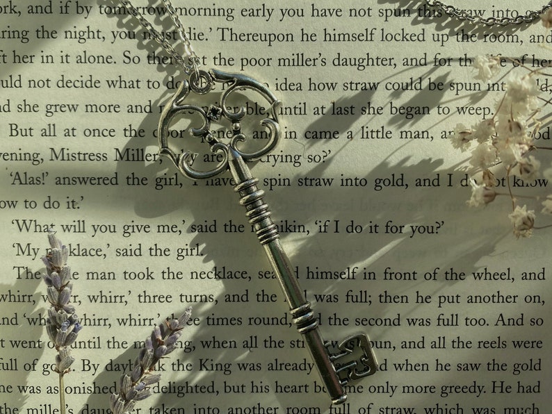 Silver Skeleton Key Necklace Ornate Key Necklace Skeleton Keys Fancy Key Necklace Romantic Gift For Him Pendant For Women or Men image 2