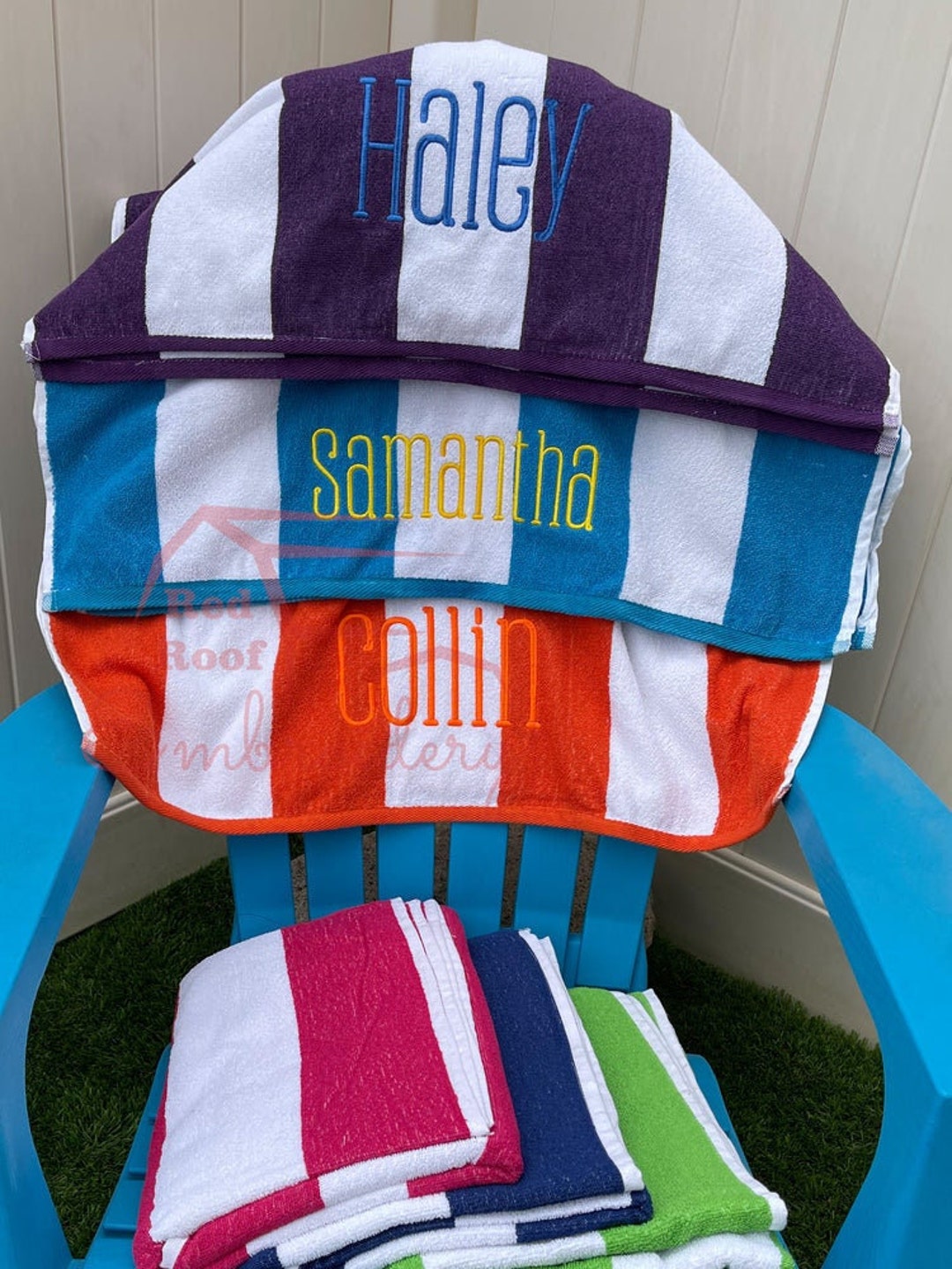 Personalized Beach Towel Cabana Beach Towel Stripe Towel Etsy