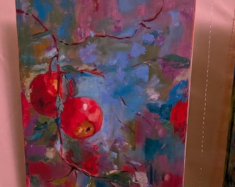 Still life with red apples 50 x 40 cm – Original oil painting on canvas, Modern wall art