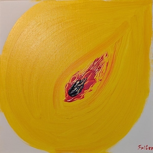 Inner Flame – Abstract Acrylic Painting on Canvas 30 x 30 cm, Golden Energy Art, Modern Wall Decor