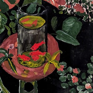 Copia de Henry Matisse - Pez dorado. Gouache sobre cartón 14 x 18 cm - está decorado en un paspartú