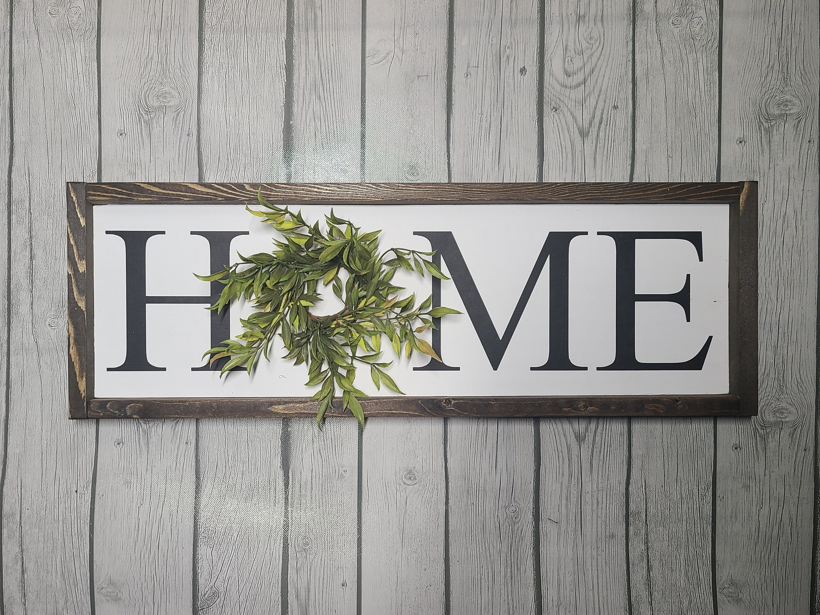 Modern Farmhouse Home Sign With Greenery Greenery Decor Wreath Sign