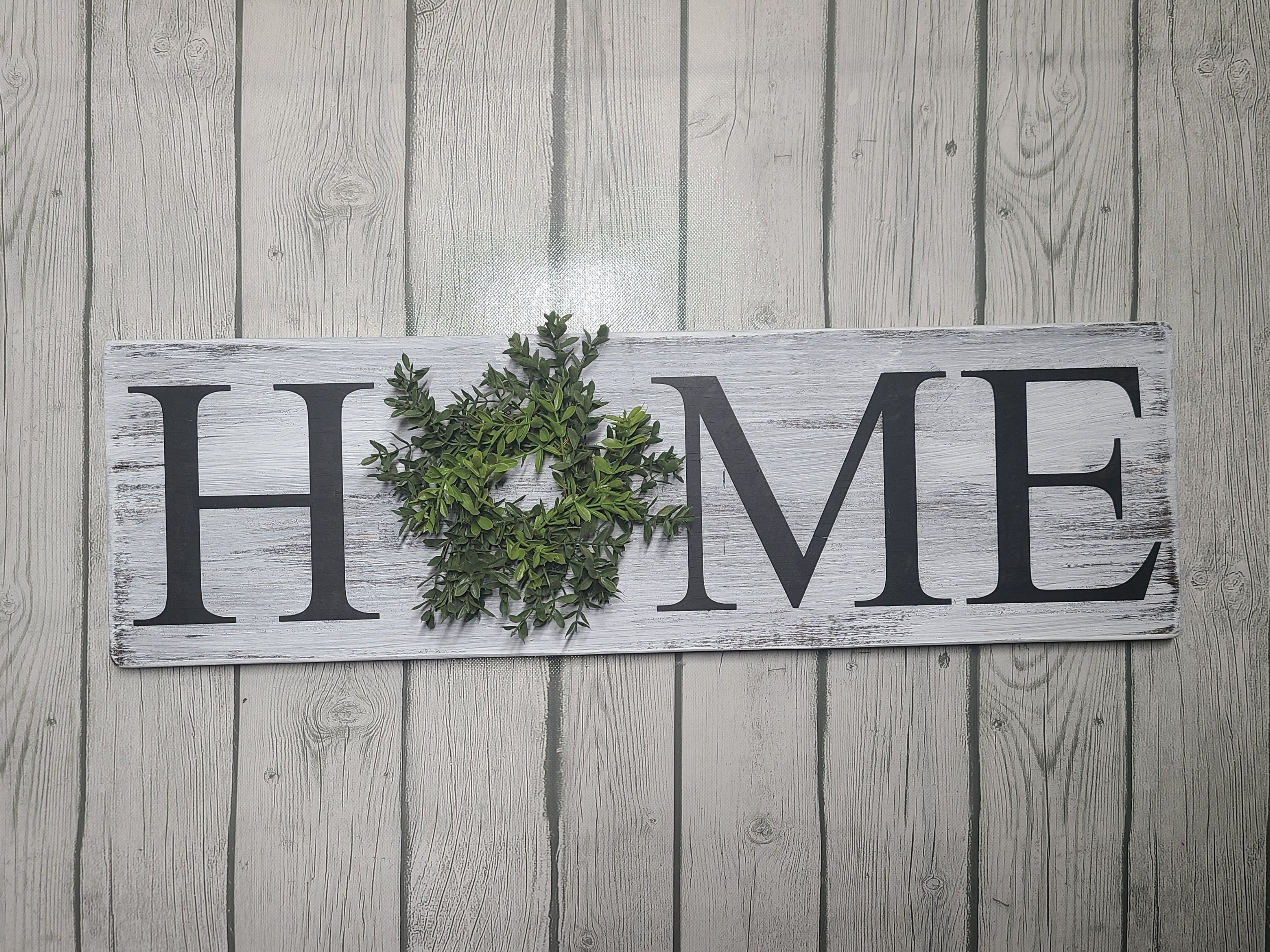 Modern Farmhouse Home Sign With Greenery Greenery Decor Wreath Sign