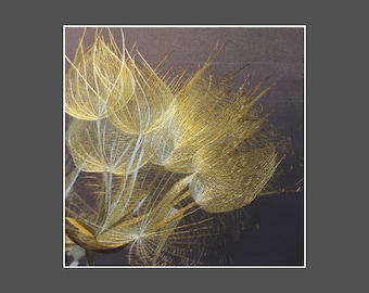 King silk art handmade embroidery  Gold flower 36165