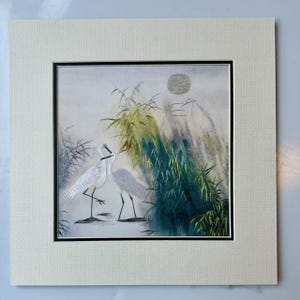 King silk art handmade embroidery art two cranes 31532