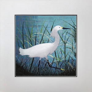 King silk art handmade embroidery wildlife birds egret sunset cranes  31034