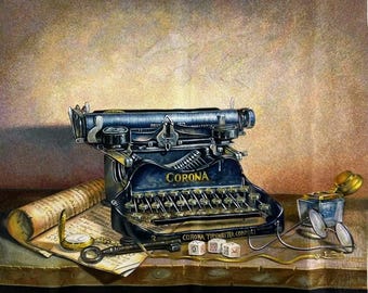 Museum collection King silk art handmade embroidery art A vintage Corona typewriter 复古打字机 MM78530