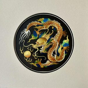 King silk art handmade embroidery art golden dragon 《盘龙图》 38533