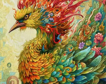 Custom-made King silk art handmade embroidery art 《火羽朝阳 · Phoenix Reborn in Flame》CM74555