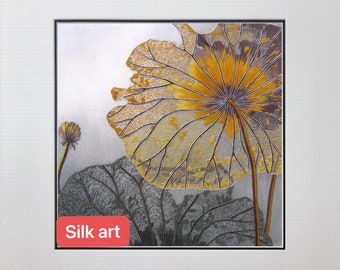 King silk art handmade embroidery Lotus flower gold 36120