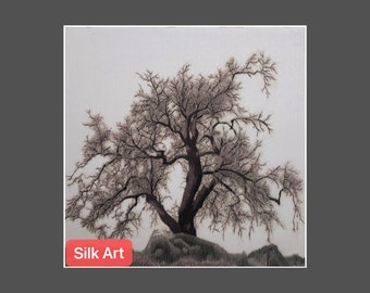 King silk art handmade embroidery  winter forest 37216