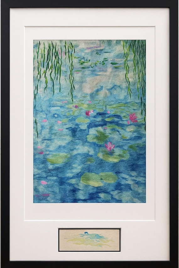 美術館所蔵 キングシルクアート ハンドメイド刺繍アート モネの