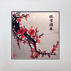 King silk art handmade embroidery Cherry blossom 36057