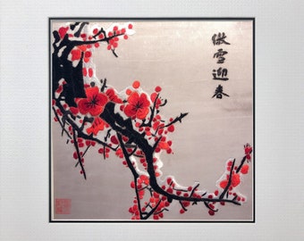 King silk art handmade embroidery Cherry blossom 36057