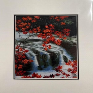 Museum collection King silk art handmade embroidery waterfall 37742
