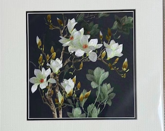 King silk art handmade embroidery Magnolia flower ADD 36067
