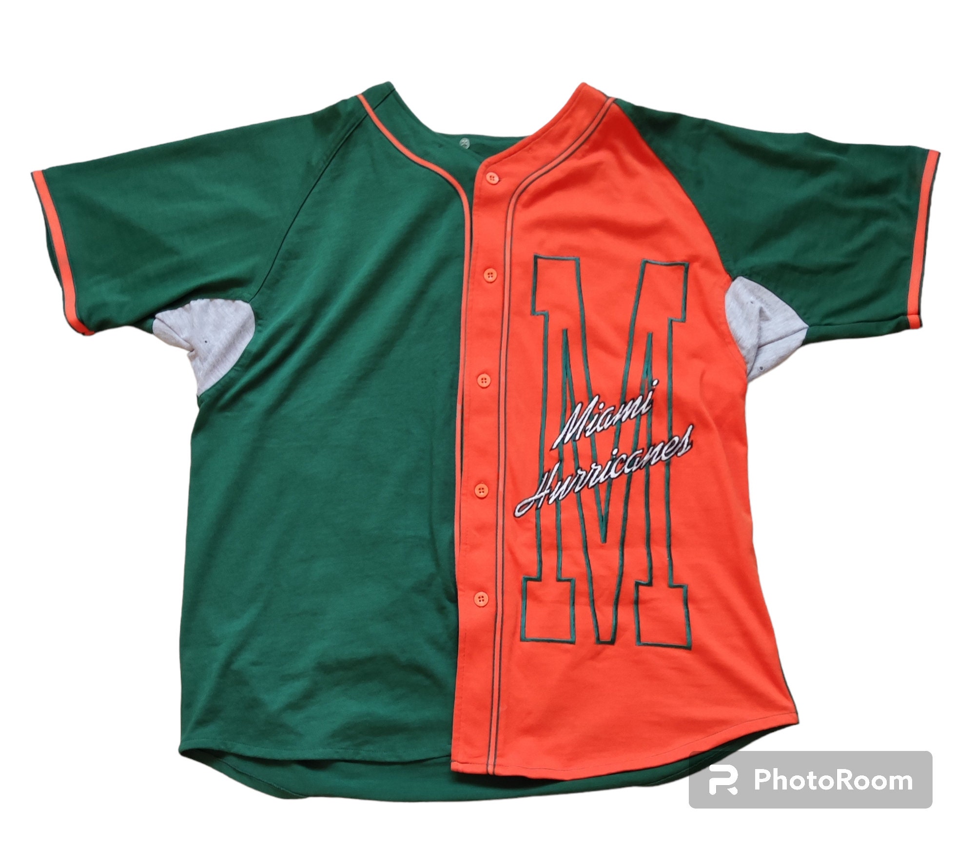 Vintage Miami Hurricanes Starter Jersey Adult Large Green White Baseball 90s Vtg
