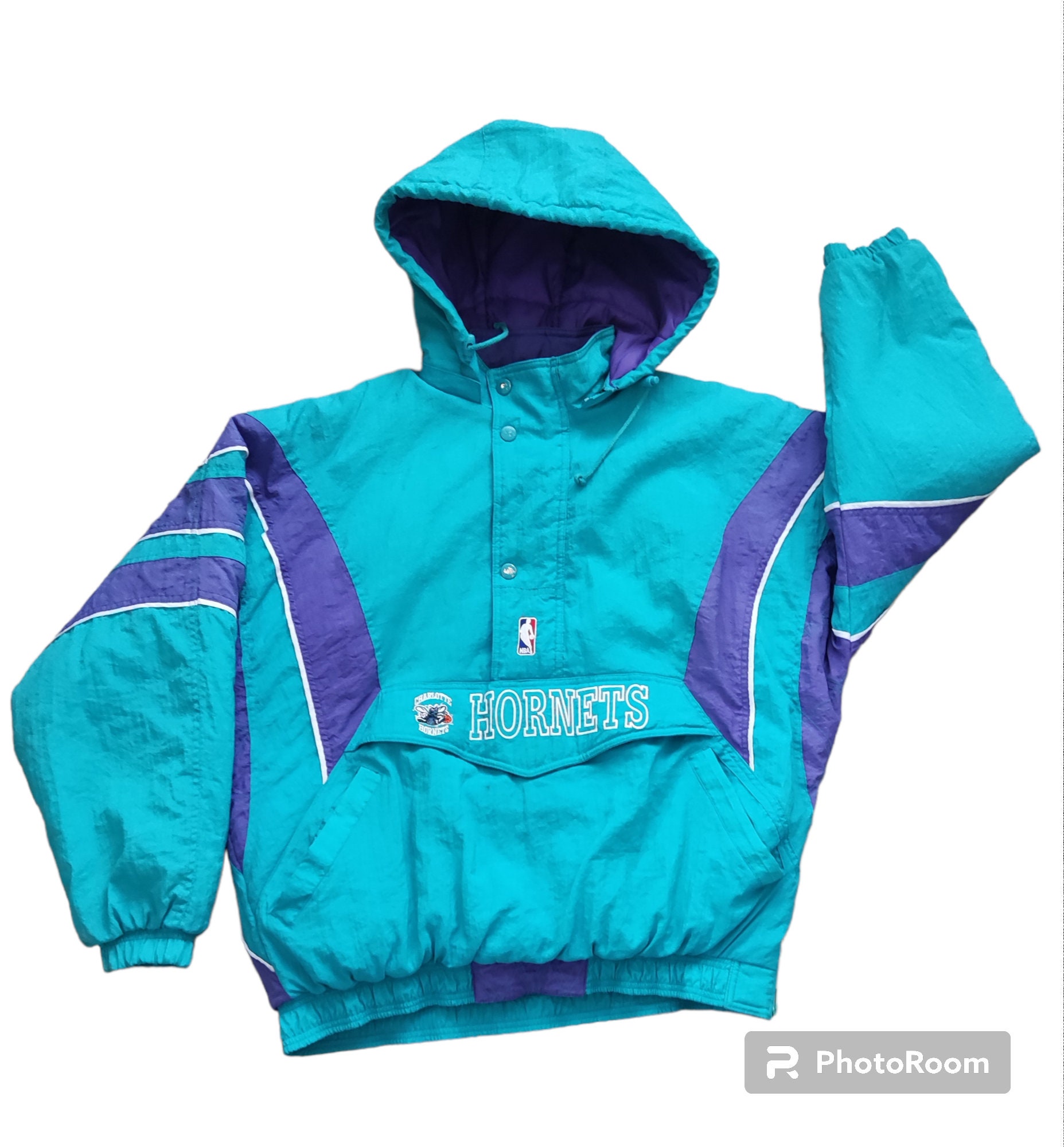 Vintage 90s Cotton Mix Colour-Block Blue Starter Charlotte Hornets